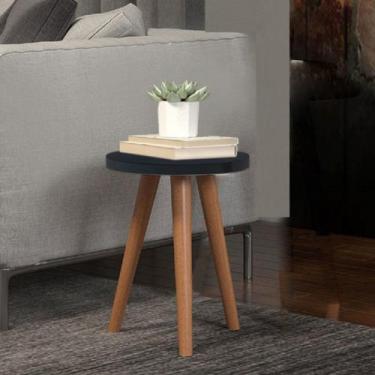 Imagem de Mesa Pequena Tabriz Cabeceira Lateral Apoio Cama MDF Preto - Móveis C.