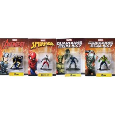 Imagem de Coleção Marvel Metalfigs Drax + Thor + Groot + Spider-Man - JADA