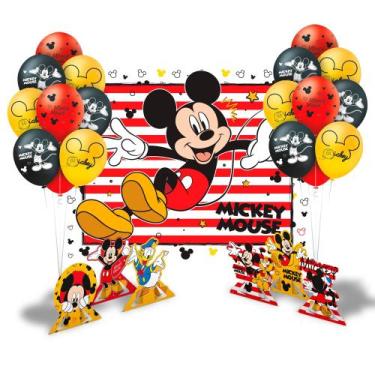 Imagem de Kit Festa Mickey Decoração Aniversári Painel +Display +Balão - Regina 