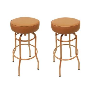 Imagem de Kit 2 Banquetas Bar Altura 74cm Giratória Cobre Assento Cobre - Poltro