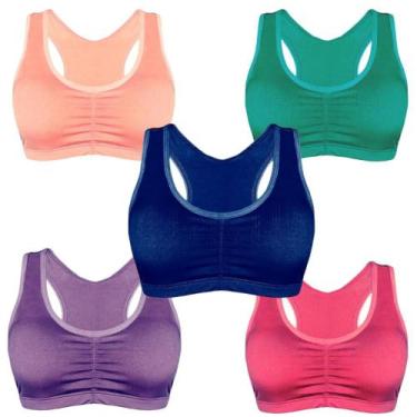 Imagem de Kit 5 Top Com Bojo Removível Nadador Feminino Treino Fitness Academia 