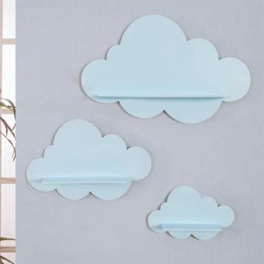 Imagem de Trio De Nichos Modelo Nuvem Em Mdf Quarto De Bebê Prateleira - Reberso
