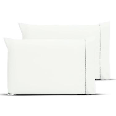 Imagem de Kit 2 Fronhas com Ponto Palito 70cmx50cm Percal 200 fios 100% Algodão 