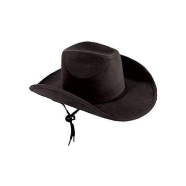 Imagem de Chapéu de caubói de feltro marrom escuro infantil com cordão, Preto, One Size