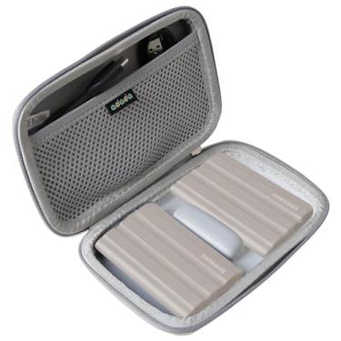 Imagem de adada Capa rígida de viagem para Samsung T7 Shield 2TB / 1TB / 4TB, SSD portátil, USB 3.2 Gen2 unidade externa de estado sólido (cinza, capa para 2 discos rígidos)