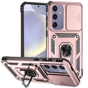Imagem de Asdsinfor Capa para Samsung Galaxy S24 FE Capa traseira TPU bumper capa 360 graus metal anel suporte resistente proteção de grau militar híbrido à prova de choque capa para Galaxy S24 FE. ouro rosa TC