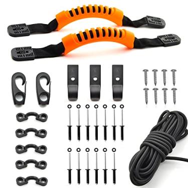 Imagem de GARDIGER Kit de aparelhamento de alça de transporte de caiaque – Alças de transporte de canoa de caiaque, 6 m, peças de substituição de cordão elástico de 6 mm para caiaques, canoas, barco e mala (pacote com 2)