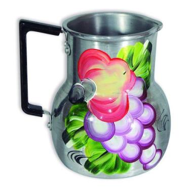 Imagem de Jarra Leite Suco Bojuda Alumínio 900ml Pintada a Mão Retro - Docesar