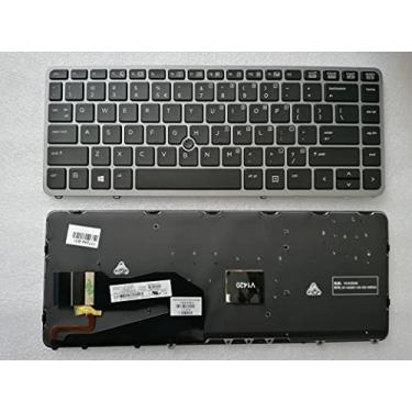 Imagem de SOUTHERNINTL Substituição para teclado HP EliteBook 745 840 850 G1 G2 US com moldura prateada e ponta de mouse com luz de fundo 776475-001 762758-001 776475-B31