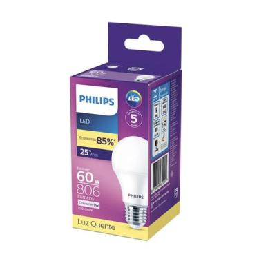Imagem de Lâmpada Led Philips bulbo A60 E27 Amarela (3000k) - 9W