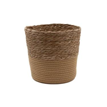 Imagem de cesto organizador redondo 32cm de palha seagrass e corda - Oikos, U, N