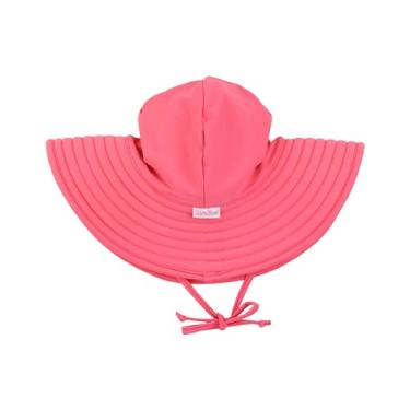 Imagem de RuffleButts Chapéu de sol para bebês/meninas com proteção solar FPS 50+ aba larga, Rosa choque, 3-5T