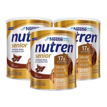 Imagem de Nutren Senior Chocolate Suplemento Alimentar 740g  Kit com três unidad