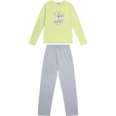 Imagem de Pijama Feminino Meia Malha Manga Longa Malwee Ref. 117592, Verde, G