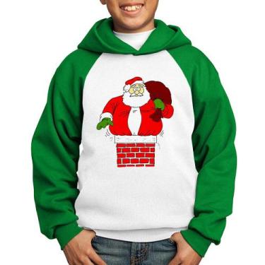 Imagem de Moletom Infantil Papai Noel Chaminé - Foca na Moda, Branco, Verde, 14