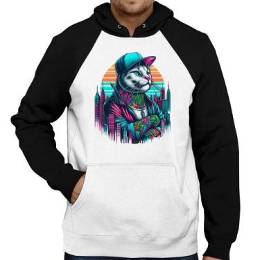 Imagem de Moletom Gato Urbano Arte - Foca na Moda, Branco, Preto, P