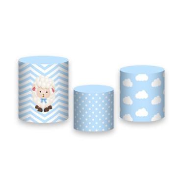 Imagem de Trio De Capa Cilindro  - Ovelhinha Azul Nuvens 022 - Via Cores