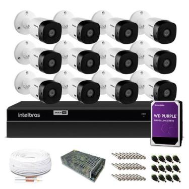Imagem de Kit Monitoramento Intelbras com 12 Câmeras de Segurança 1080p, Com HD 