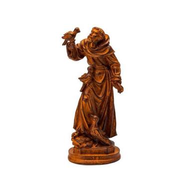 Imagem de Imagem de São Francisco de Assis cobre em resina 30 cm - Loja Bora, De