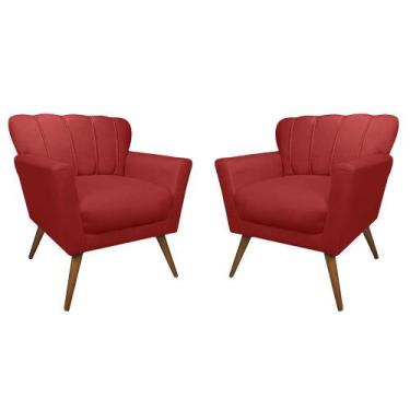 Imagem de Poltrona Decorativa Kit 2 Unidades Estofada Sala de Estar Escritório Q