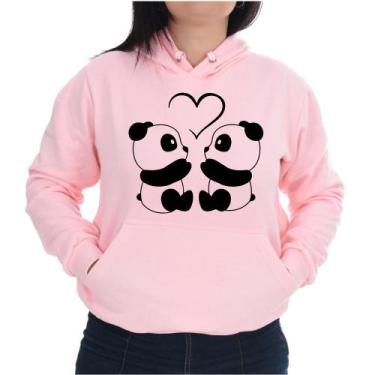 Imagem de Blusa Moletom Feminina Canguru Flanelado Casual Casal Panda - Markelly