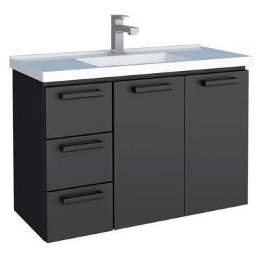 Imagem de Gabinete Para Banheiro Aço Damasco Suspenso 80 Cozimax Preto