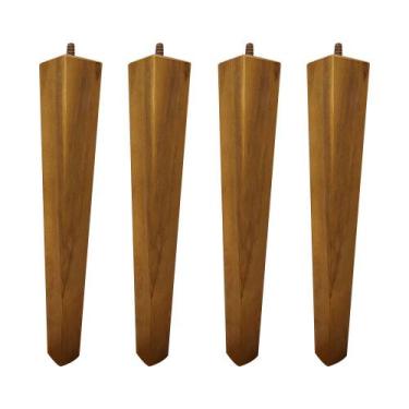 Imagem de Kit 4 Pés Palito Quadrado Madeira 30cm para Poltrona Mesa Lateral Puff