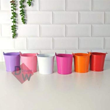 Imagem de Kit 6 Mini Baldes de Alumínio Colorido C/ Alça - Decoração - Melhores 