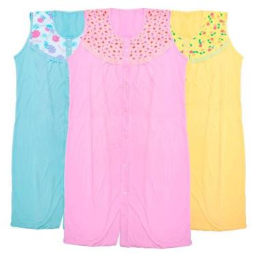 Imagem de KIT 2 camisola adulta babadinho senhora algodão sem manga - Sunshine, 