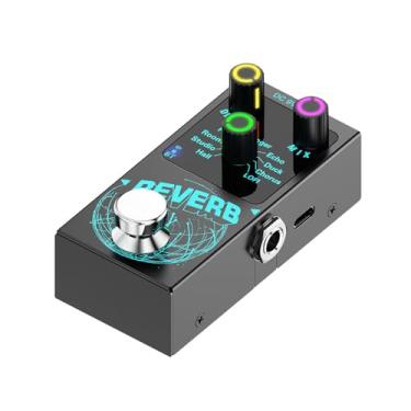 Imagem de Colaxi Pedal de efeito reverb de guitarra, pedal de reverb 9 tipos de reverb, indicador led, true bypass, pedal de guitarra profissional para performance