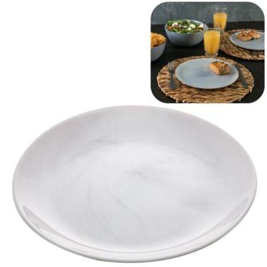 Imagem de Jogo De 6 Pratos De Sobremesa Vidro Mármore Granit 19cm Lyor