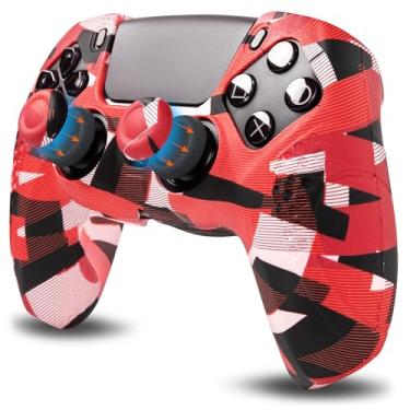Imagem de WC GripZ – Capa de controle de silicone antiderrapante para PlayStation 5 da Wicked Cushions | Capa protetora extra aderente com designs elegantes | Inclui 2 capas de polegar | Prisma vermelho