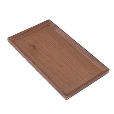 Imagem de Bandeja Quadrada Pequena de Madeira de Nogueira Preta Com Alças, Serve chá, café ou café da manhã na Cama, Bandeja Decorativa Clássica de Madeira (S)