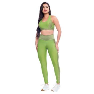 Imagem de Conjunto Feminino Fitness Top Alta Sustentação Calça Cós Alto - Hype M