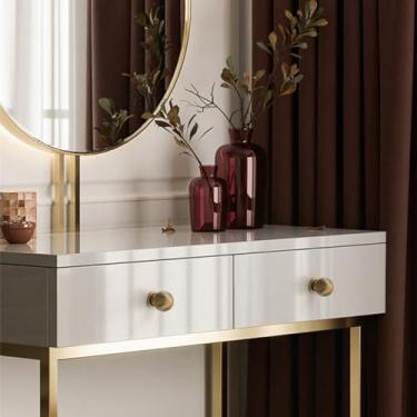 Imagem de Puxador de porta de armário de guarda-roupa moderno de luxo simples com furo único de cobre puro dourado, puxador de gaveta de latão americano, 5500 ouro escovado, S