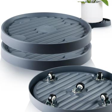 Imagem de Planterhoma 3 Pacotes 12" Grande Planta Caddy com Rodas Ocultas Planta Rolling Suportes Planta Dolly com Rodas Resistente Planta Pires com Rodas Plástico Planta Rolo Base com 5 Rodízios Invisíveis Par
