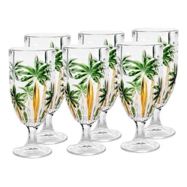 Imagem de Conjunto 6 Taças De 450ml Cristal Wolff Palm Tree Coqueiros - ROJEMAC 