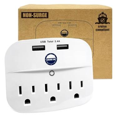 Imagem de Filtro de linha aprovado para cruzeiros – Protetor contra sobretensão para navio de cruzeiro com 2 saídas USB – Cruise Ship Essentials 2025 para Carnaval, princesa, norueguês, Holanda América, MSC e