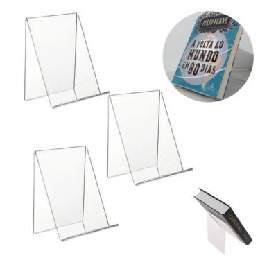 Imagem de Kit 3 Suporte Expositor Para Livros Tablet Acrilico Casa ou Vitrine Lo