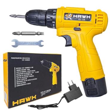 Imagem de Parafusadeira 12V Palito Hawk Sem fio 3/8 Bateria Lítio 12v 1.3ah Bivolt (Amarelo)