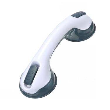 Imagem de Kit Barra De Apoio Com Ventosa Para Idosos Gestante Banheiro Deficientes Alça Portátil De Sucção Box Corrimao Resistente Segurança No Banho Chuveiro Banheira Vaso Sanitário (2, Branco Com Cinza)