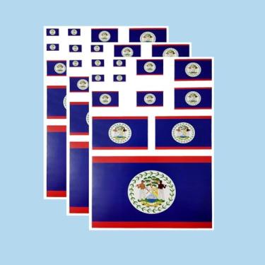 Imagem de Ruoming Ruoming Conjunto de adesivos da bandeira nacional, vários tamanhos, 3 folhas (Belize)