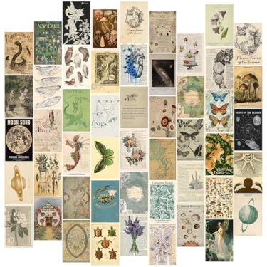 Imagem de TWNSLLA Decoração de fada vintage, kit de colagem de parede estética Fairycore, decoração de parede com núcleo de casa de campo, pôsteres vintage para estética de quarto, imagens de cogumelo