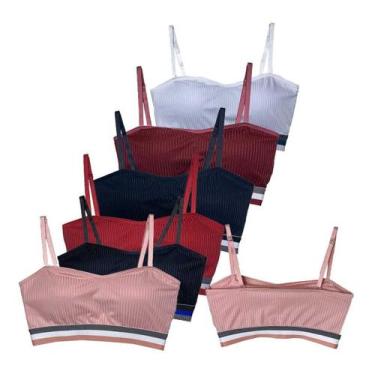 Imagem de Kit 3 Top Cropped Canelado Sutia Elastico listrado Look blogueira Luxo