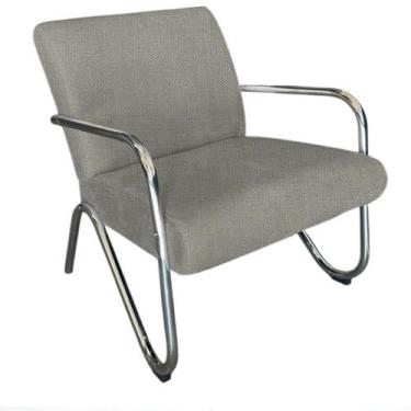 Imagem de Poltrona Decorativa Bela Linho Bege Braço Cromado Mz Decor - Mazzero D