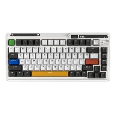 Imagem de KZZI Teclado mecânico K75 PRO RGB 75% sem fio, modo triplo BT 5.0/2.4G/USB-C 82 teclas hot swappable teclado para jogos com botão e visor de energia, interruptores táteis personalizados, preto e