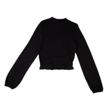 Imagem de Blusa Endless Feminina Rovitex Manga Longa com Babado e Elástico Preto-Feminino