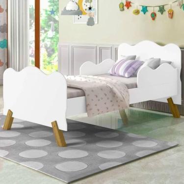 Imagem de Cama Infantil Nuvem Pés Madeira Maciça Branco Shop Jm