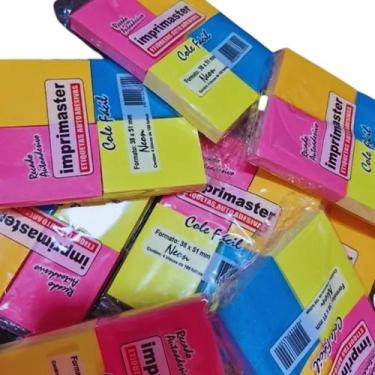 Imagem de Post It Cole Fácil 38x50mm Neon - 10 pacotes c/ 04 blocos de 100 folha