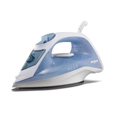 Imagem de Ferro de Passar Roupas a Vapor Philco Base Antiaderente PFV40 2000W Branco e azul 220V